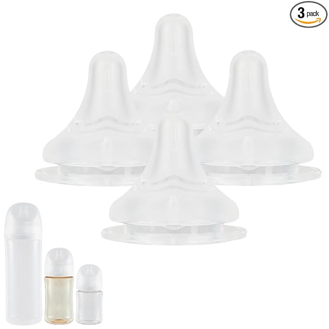 Compatible with Pigeon Nipple 4Pcs Compatible with Pigeon S Nipple,Fit for PigeonNipples 1+ Months with Latch-On Line & Natural Feel.