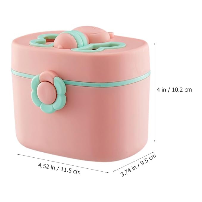 Hemoton Portable Milk Powder Box with Separate Scoop Infant Formula Dispenser Leak-Proof Compact Travel Storage Organizer for Baby Feeding 4.5X4X3.7 Inches