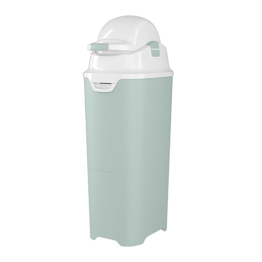 Foundations Tall Diaper Pail with Airtight Lid, Durable & Odorless Diaper Disposal, Large Capacity, Holds up to 60 Newborn Diapers, Refill with Any Bags, Baby Registry Gift - Green