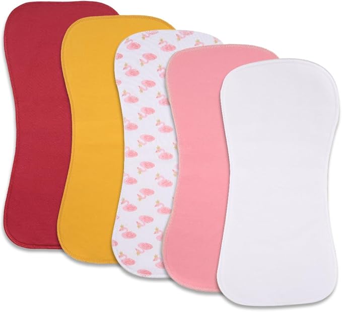 Baby Burp Cloths, Soft Absorbent Towel, Unisex, Easy to Use, 5 Pack (Multi-te)