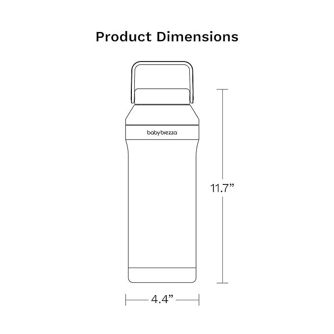 Baby Brezza All Day Portable Breastmilk Cooler, Large 20z Capacity, Insulated Travel Bottle Includes 2 Ice Packs + 2 Bottles, Black