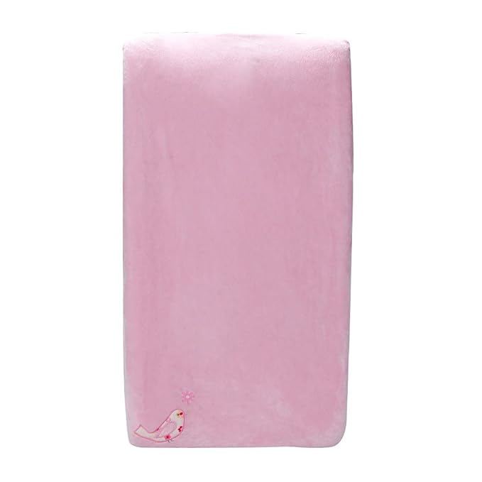 1 PC Soft Plush Pink Embroidery Bird Nursery Diaper Changing Table Cover Sheet Baby Girl Baby Boy Diaper Changing Pad Cover Sheet 1PC (Pink Birds)