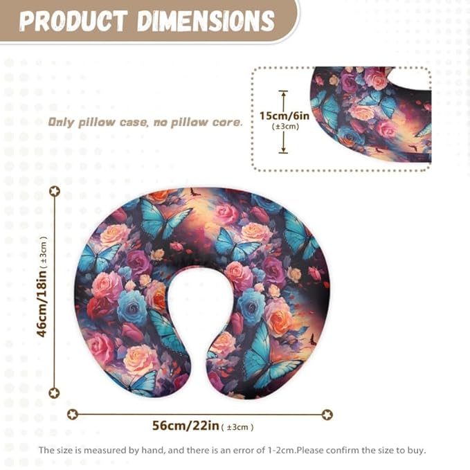 Blue Morpho Butterfly Stretchy Nursing Pillow Covers Colorful Rose Soft and Comfortable Fits On Standard Infant Nursing Pillows Oil Painting Butterfly for Baby Boy Girl