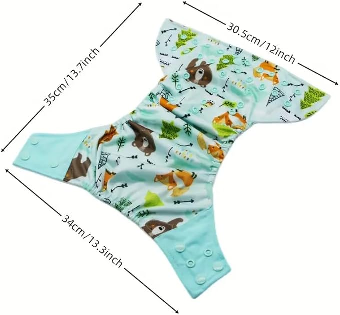 Cloth Diapers 6 Pack with 6 Inserts & 1 Wet Bag - Waterproof Cover, Washable, Reusable & One Size Adjustable Pocket Diapers for Newborns and Toddlers (Bear Set)