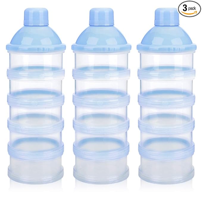 Accmor Formula Dispenser On The Go, 5 Compartments Stackable Formula Container for Travel, Baby Milk Powder Kids Snack Container, BPA Free