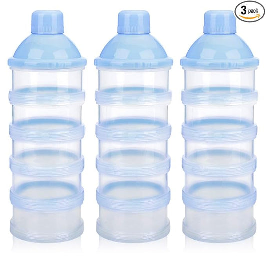 Accmor Formula Dispenser On The Go, 5 Compartments Stackable Formula Container for Travel, Baby Milk Powder Kids Snack Container, BPA Free