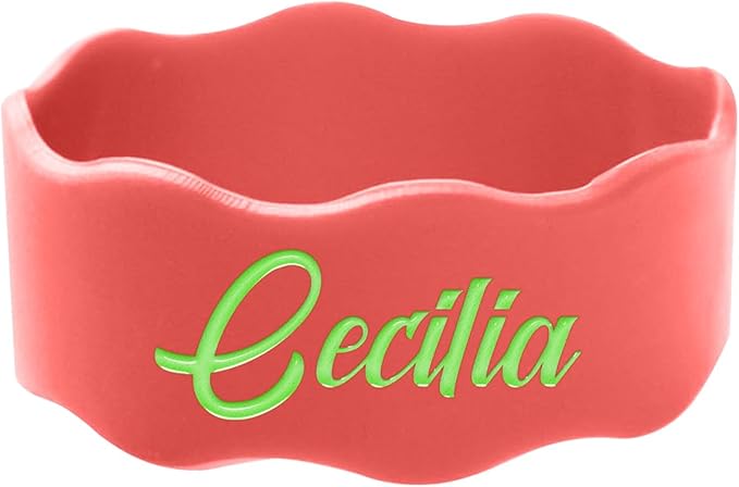 Personalized Water Bottle Name Bands, Reusable Bottle Labels, Cute Bottle Tag Washable Sippy Cup Strap Non-Slip Silicone Daycare Labels Gifts