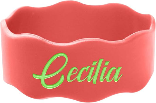 Personalized Water Bottle Name Bands, Reusable Bottle Labels, Cute Bottle Tag Washable Sippy Cup Strap Non-Slip Silicone Daycare Labels Gifts