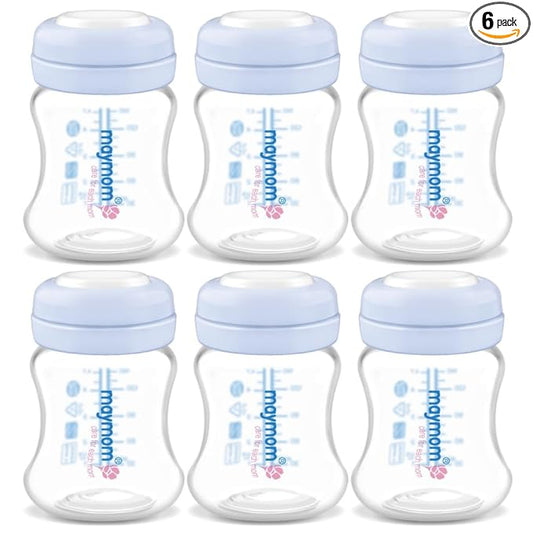 Maymom Wide-Mouth Milk Storage Collection Bottle with SureSeal Sealing Disk; Compatible with Spectra/Motif Luna/Ameda MYA/Bellababy Pumps. Can Replace Spectra S1 S2 Bottles, 6 pc (4.7Oz/140mL, 6pc)