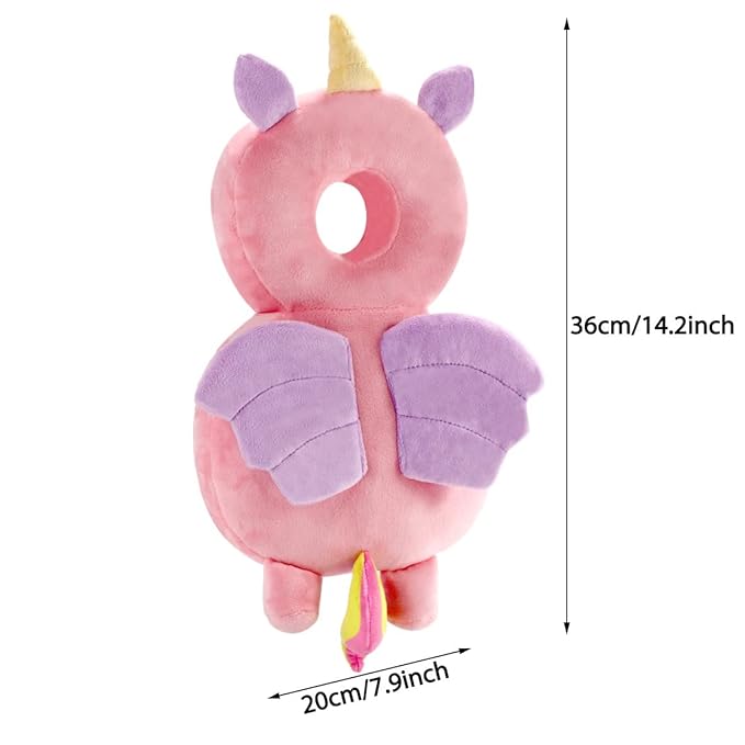 Baby Head Protector Pad Safety Pad for Walking & Crawling, Toddlers Head Safety Adjustable Back-Pack,Pink Unicorn (US)