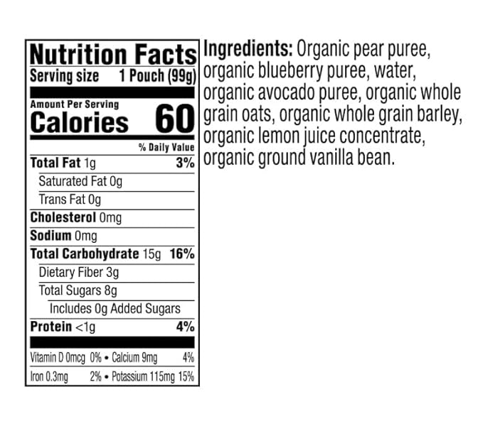 Plum Organics Stage 2 Organic Baby Food - Pear, Blueberry, Avocado, and Granola - 3.5 oz Pouch (Pack of 6) - Organic Fruit and Vegetable Baby Food Pouch