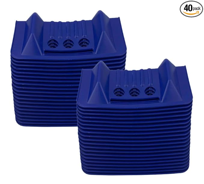 Mytee Products (40 Pack) 4" x 4" x 10" Blue Corner Protector V Shaped Flatbed Edge Guards with Carrying Case - Cargo Load Corner Edge Protector and Tie-Down Strap Guard for Flatbed