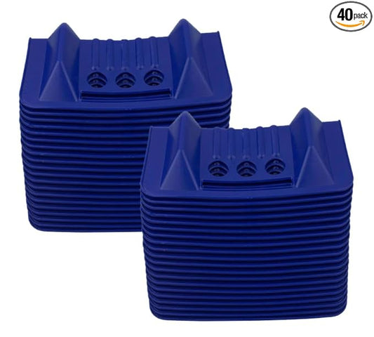 Mytee Products (40 Pack) 4" x 4" x 10" Blue Corner Protector V Shaped Flatbed Edge Guards with Carrying Case - Cargo Load Corner Edge Protector and Tie-Down Strap Guard for Flatbed