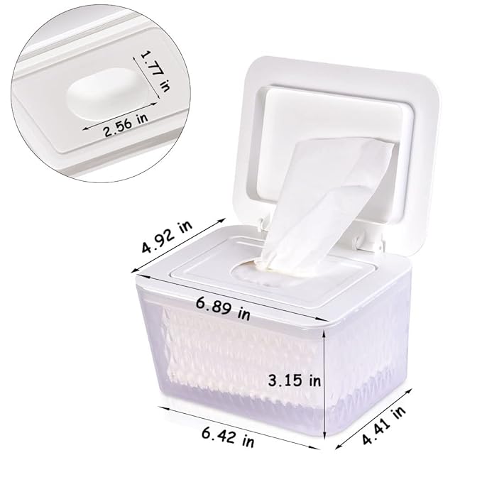 Wipes Dispenser & Wipes Pouch/Tissue Bag, Wipes/Tissue Case with Moisture Seal Secure Lid, Non-Slip Rubber Feet & Sealing Design Keeps Wipes Fresh, Dustproof Wipes Container(WH,BN+2Panda)