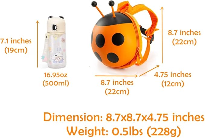 Happykids Toddler Mini Backpack with Removable Safety Leash,Baby Anti-lost Ladybug Bag,Travel
