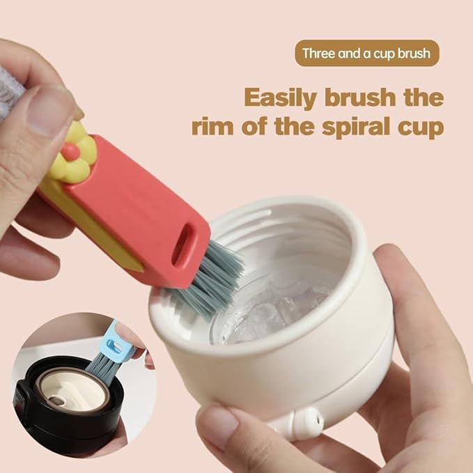 3 in 1 Cup Lid Cleaning Brush, Multifunctional Cleaning Brush Portable Cup Lid Cleaner for Bottle Gap Tight Spaces Cup, Portable Cup Lid Cleaner, 1 Pcs Red