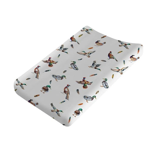 Country Duck Pheasant Baby Changing Pad Cover Wild Ducks Birds Feathers Baby Diaper Changing Table Sheets for Boy Girl Soft Breathable Stretch Fitted Diaper Change Table Pad Mats Covers 32''x16''