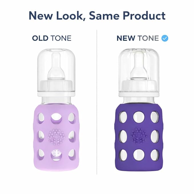 Lifefactory Glass Baby Bottle BPA Free | Protective Silicone Sleeve | 4 oz Pack of 2 | Lavender, Mint
