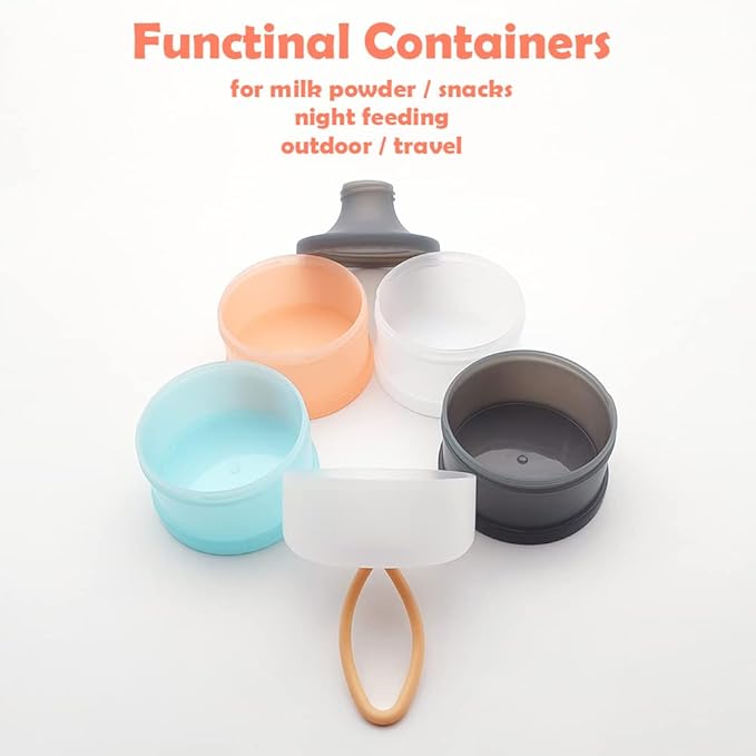 Baby Formula Dispenser, Formula Container, Portable Milk Powder Container, Non-Spill Stackable Baby Snack Storage Container, Baby Feeding Travel Storage Container, BPA Free, 4 Layers 2 Packs