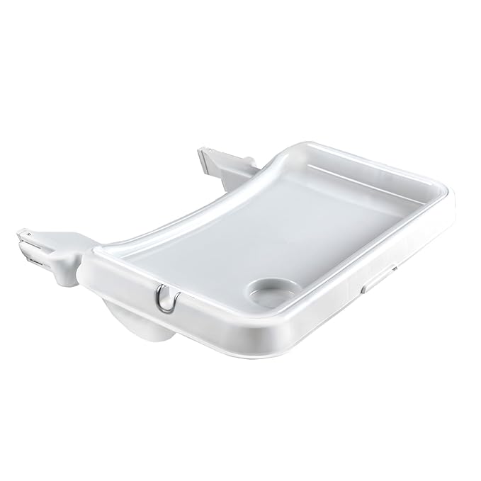 hauck Alpha Removable Non Slip High Chair Table Tray with Adjustable Depth, Compatible with Wooden Grow-Along Alpha+ and Beta+, Accessory Only, White