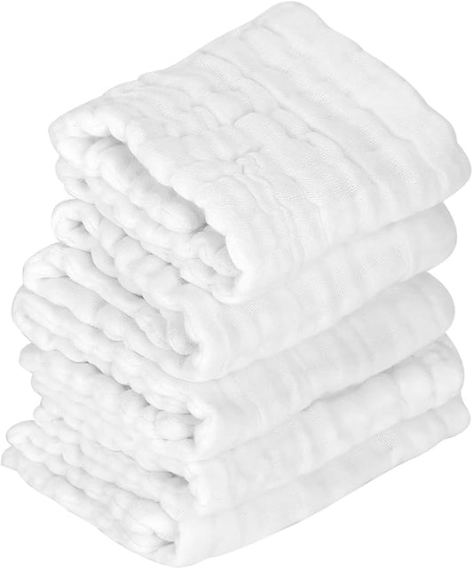 12 Layer Liners Cotton Gauze Reusable Washable Diaper with Hem for Infant Care Choosing Our Diaper (White)