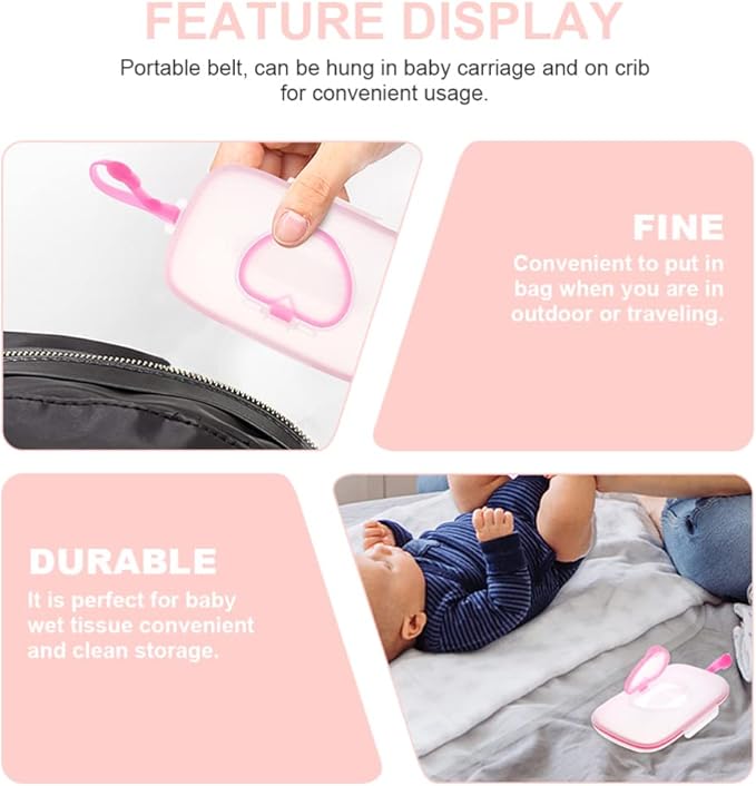 2PCS Container Portable Baby Wipe Dispenser Outdoor Refillable Holder Diaper Wipe Case Storage Box Travel Wipes case,Wipes case,Baby Wipes Dispenser for Travel Home Car Use