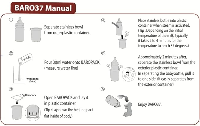 Portable Bottle Warmer for Travel – Fast Heating for Breast Milk & Water, Patented Flameless Heating System (No Gas/Fire/Electricity), 300ml, Heat Only What You Need, Keep Milk Fresh and Warm