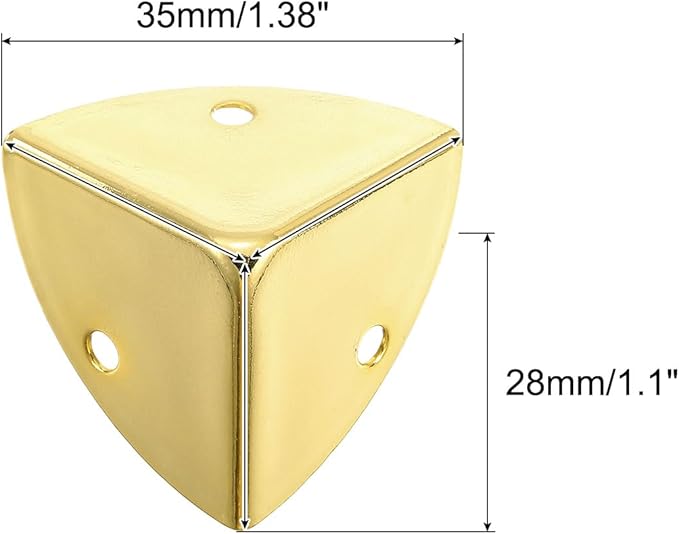uxcell 12 Pcs Metal Corner Protectors, 28mm Box Edge Guard Protector, with Mounting Screws for Furniture Cabinet Speaker Protection Home Decorative, Light Gold