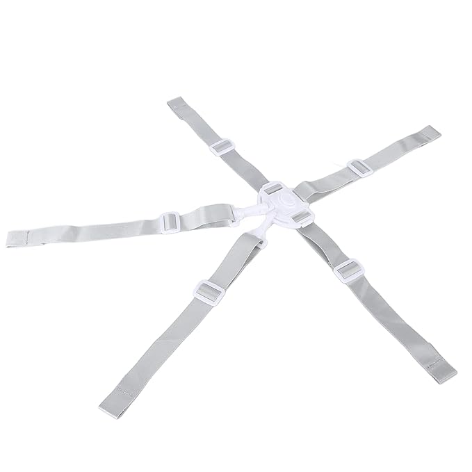 5 Point Baby Safety Strap Belt, Universal Adjustable High Chair Harness Straps, Baby Safety Strap Belt for Stroller Pushchair (White Button 5-Point Strap)