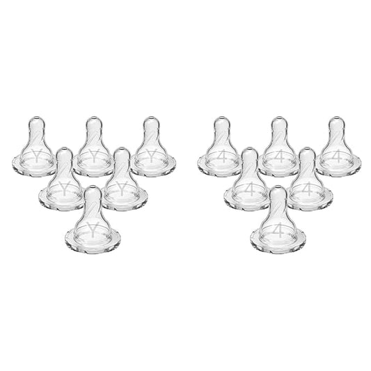 Dr. Brown's Natural Flow Y-Cut & Level 4 Narrow Baby Bottle Silicone Nipples, 6 Count Each, 9m+, 100% Silicone