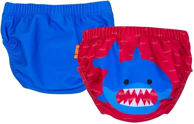 ZOOCCHINI Baby & Toddler Pack of 2 Reusable Swim Diapers – Waterproof with UPF 50+ Sun Protection, Chlorine & Salt Water Resistant, Leakproof Design, Shark - 24-36 Months