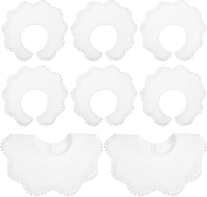 JenPen White Bibs for Girl Bandana Muslin 360 Bibs Baby Bandana Drool Set for Teething Toddler Girl