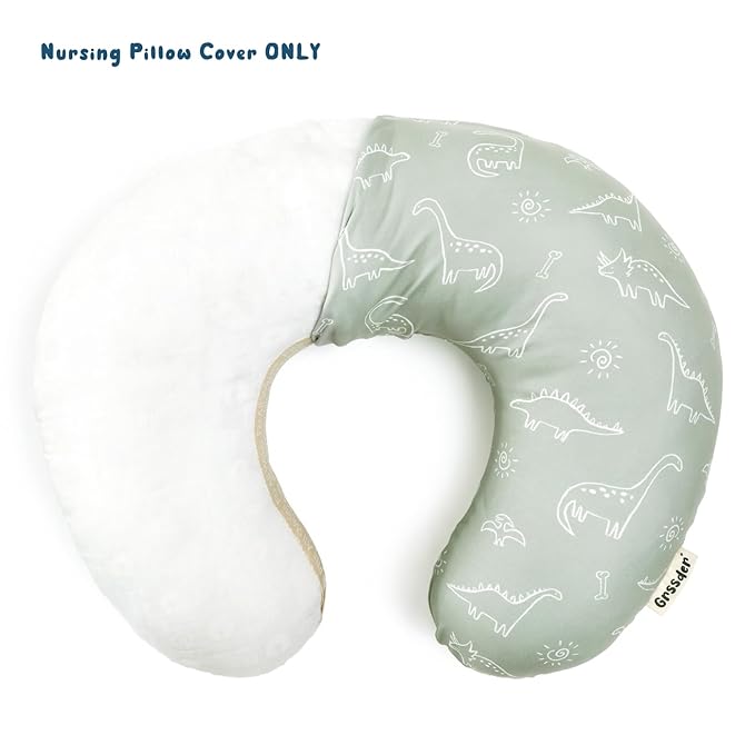 GRSSDER Nursing Pillow Cover Stretchy Minky Removable Nursing Covers for Breastfeeding Pillows, Ultra Soft Comfortable Slipcover for Boy and Girls, Dinosaurs Print