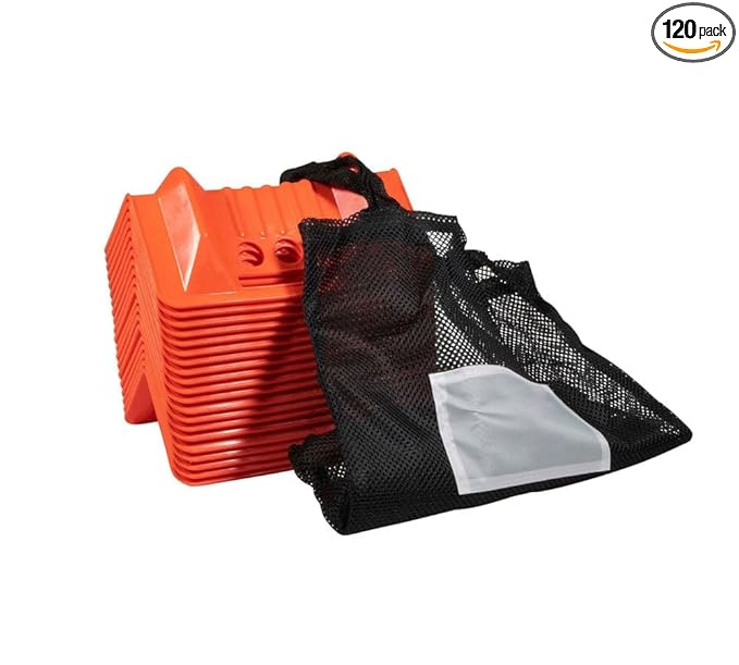 Mytee Products (120 Pieces) 4"x10" Orange Corner Protector V Shaped Flatbed Edge Guards with Carrying Case - Cargo Load Corner Edge Protector and Tie-Down Strap Guard for Flatbed