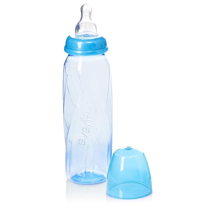 Evenflo Feeding Premium Proflo Vented Plus Polypropylene Baby, Newborn and Infant Bottles - Helps Reduce Colic - Teal/Green/Blue, 8 Oz, 6 Bottles