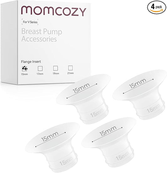 Momcozy Flange Insert 15mm Only for Momcozy V1 Pro/V2 Pro Breast Pump. Original V1 Pro/V2 Pro Breast Pump Replacement Accessories, 4PCS (15mm)