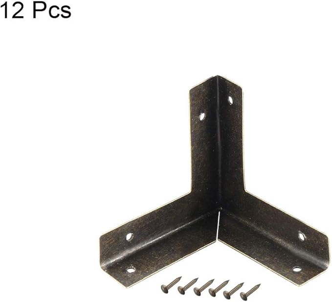 uxcell Metal Box Corner Protectors Edge Guard Protector 33x33x33mm Bronze Tone 12pcs