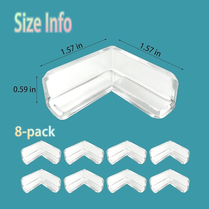 8-Pack Clear Corner Guards for Baby Proofing - Extra Thick Soft Edge Bumpers, Easy to Install Furniture & Table Corner Protectors for Sharp Edges, Child Safety Household Essentials