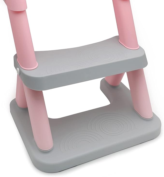 XKMT- Pink Toddler Potty Training Seat Ladder Wider Step Toilet Chair Infant Kid Bathroom Trainer