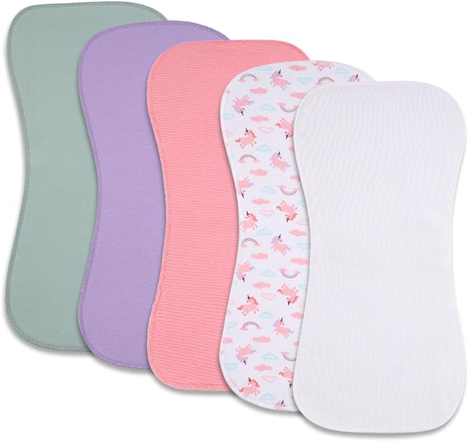Baby Burp Cloths, Soft Absorbent Towel, Unisex, Easy to Use, 5 Pack (Multi-djs)