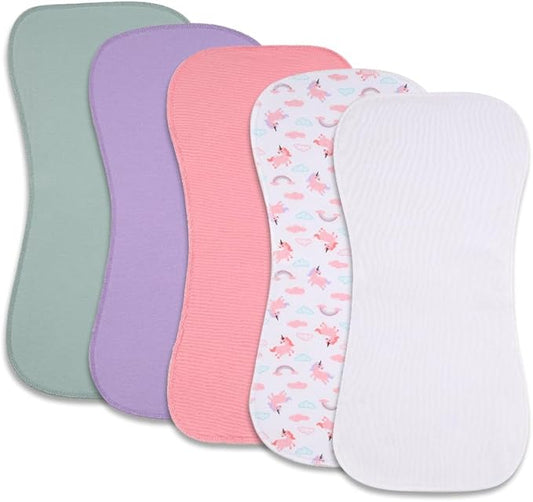 Baby Burp Cloths, Soft Absorbent Towel, Unisex, Easy to Use, 5 Pack (Multi-djs)