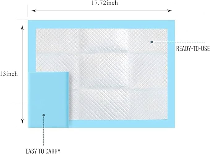 100 Pcs Disposable Changing Pads, Super Absorbent Portable Diaper Change Pads for Baby, Soft Leak-Proof Underpads Incontinence Bed Table Pee Mat