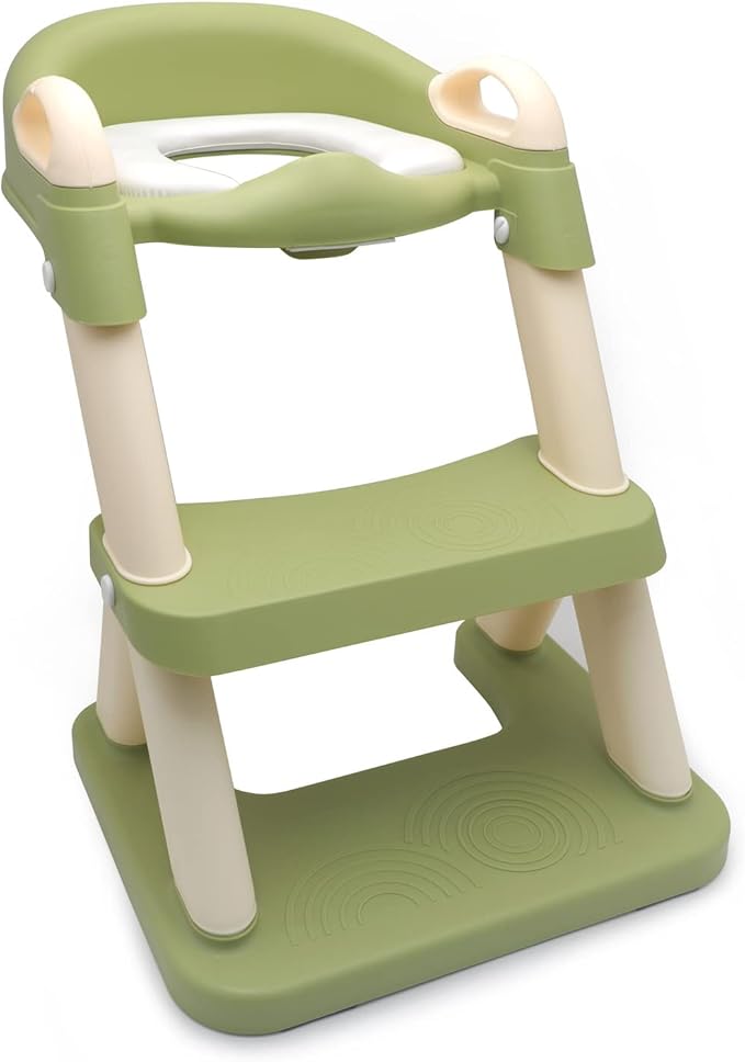 XKMT- Green Toddler Potty Training Seat Ladder Wider Step Toilet Chair Infant Kid Bathroom Trainer
