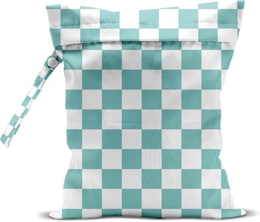 Wet Bag for Swimsuit, Beach Travel Essentials Wet Dry Bag, for Sunscreen Toiletry Dirty Clothes Yoga Gym Diaper, Friends Summer Beach Vacation Gifts. Blue white plaid