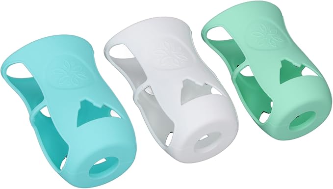 240ml Glass Baby Bottles Silicone Sleeve, Shatter Proof Bottle Cover with Anti Flowing, Insulate Warmers, Cute Design for Glass 8 oz Series, Deformation (White+Light