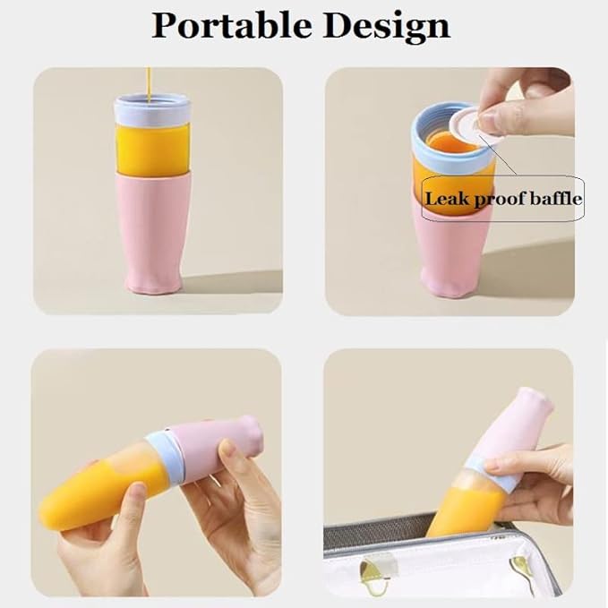 Reidio 2Pc Baby Feeding Bottle with Spoon Baby Food Feeder Silicone Squeeze Spoon Bottle for Baby Food Dispensing Baby Bottle with Scale 3.4oz/100ml (Pink)