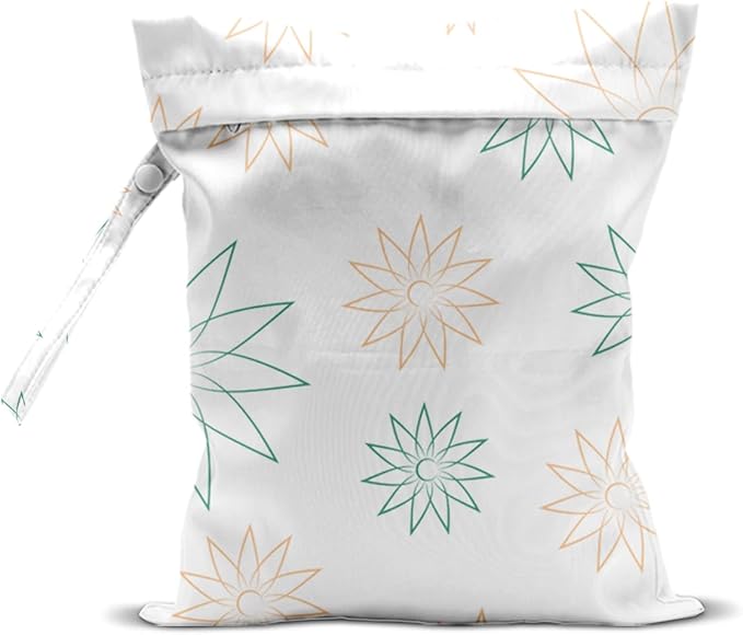 Wet Bag, Wet Dry Bag, Waterproof Swim Bags, Machine Washable Reusable Bags for Beach, Pool, Diapers, and Dirty Yoga Gym Clothes(Line Art Floral)