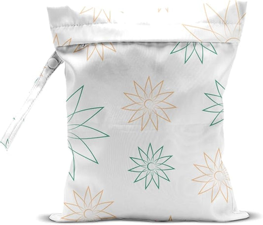 Wet Bag, Wet Dry Bag, Waterproof Swim Bags, Machine Washable Reusable Bags for Beach, Pool, Diapers, and Dirty Yoga Gym Clothes(Line Art Floral)