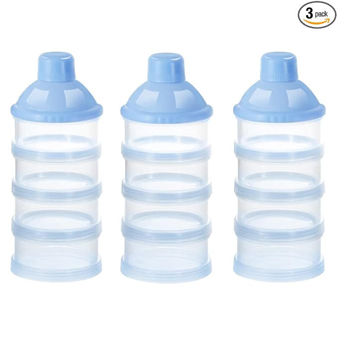 Accmor Formula Dispenser On The Go, 4 Compartments Stackable Formula Container for Travel, Baby Milk Powder Kids Snack Container, BPA Free ﻿