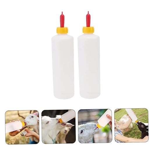 Levemolo 2sets Goat Milk Bottle Animal Feeding Bottle Material for Newborn Lambs